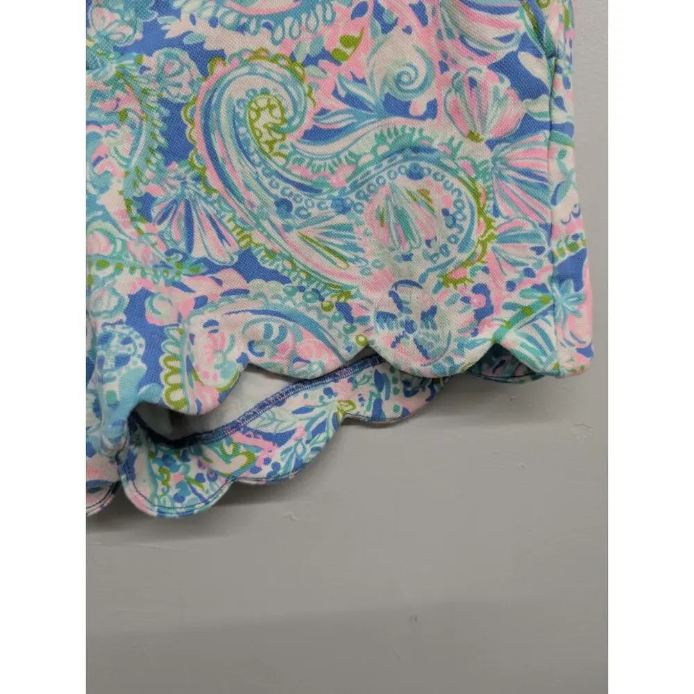 Lilly Pulitzer Buttercup Knit Scallop Shorts Multi Dream Team Size 12